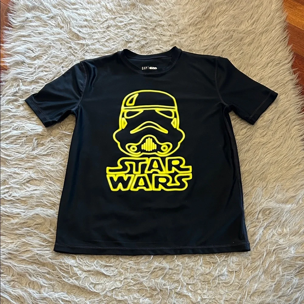 Gap Star Wars Black Tee with Neon Yellow Stormtrooper‎ Graphic